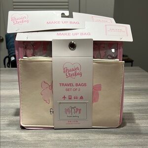 Frasier Sterling x Anthropologie Bows Pink Travel and Makeup Bags